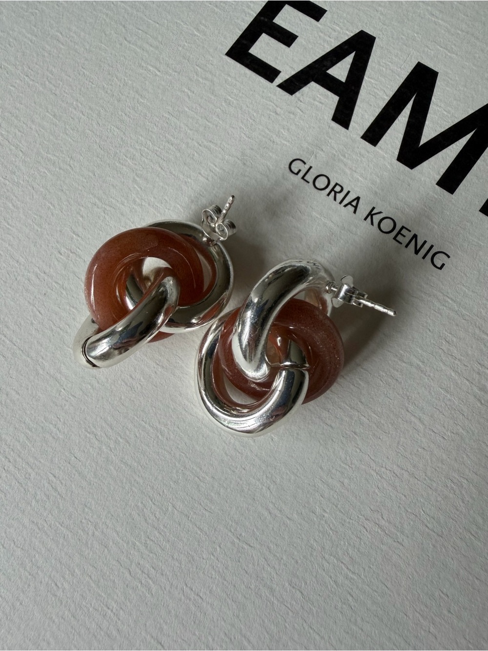 Uncommon Matters Silver and Mauve Knot Stud Earrings - Womens Jewelry